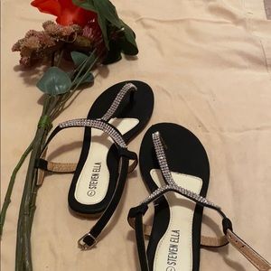 Black bedazzled sandals